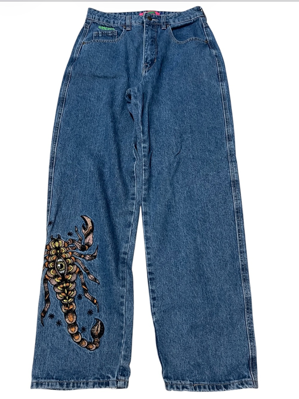 EMPYRE TORI SCORPION EMBROIDERED LOOSE FIT SKATE JEANS Inseam 31 - Picture 2 of 7